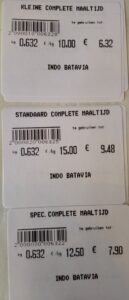 Etiketten met het gewicht in de barcode.
